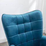 ZNTS Leiria Contemporary Silky Velvet Tufted Accent Chair with Ottoman, Blue T2574P164272