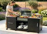 59 Inch Multi-Use Outdoor BBQ Grill Prep Table with Removable Storage Shelves, 8 Rolling Lockable 58272012