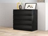 4 Drawer Dresser,Modern Storage Chest of Drawers,31.5In Black Dresser for Closet with Handle-Free W3151P288870
