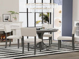 5-Piece Retro Round Dining Table Set with Curved Trestle Style Table Legs and 4 Upholstered Chairs 68208940