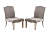 Set of 2 Fabric Parson Chairs in Gray and Antique White B016P222713