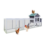 122" Large Gray Wood Chicken Coop Hen House Pet Rabbit Hutch Wooden Pet Cage Backyard with Nesting W773P293153