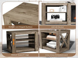 70 inch washed gray double-sided cross fireplace cabinet 177.8 * 34.5 * 60cm 23 inch fireplace core 41189429