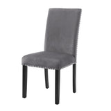 Cobre Contemporary Velvet Dining Chair with Nailhead Trim, Set of 2, Gray T2574P164559