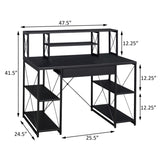 Black Office Desk with Open Shelves and Hutch B062P184528