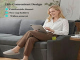 Convertible Corduroy L-shaped Sectional Bed With Storage & Cup Holder Armrest Modern Sleeper 38960877