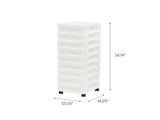 9-Drawer Narrow Plastic Storage Drawer Cart with Organizer Top, White 58470701