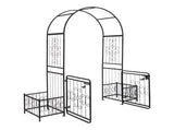 198.5*50*219cm Courtyard Arc Top With Door With Planting Frame Iron Art Iron Arch Black 02242955