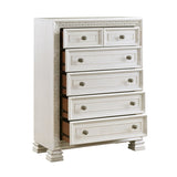 ZNTS Classic Luxury Pearl White Finish Chest of 5x Drawers Wooden Bedroom Furniture 1pc, Dart Molding B011P242370