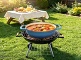 Cast iron 5QT cooking pot - Gradient blue - Includes two silicone gloves - Enamel pot 72431906