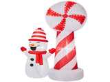 Lollipop Lighthouse Snowman Inflatable 6.3ft, 190D Polyester Christmas Yard Decor with Flashing 63320698