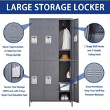 ZNTS 6 Door 72"H Metal Lockers With Lock for Employees,Storage Locker Cabinet for Home Gym Office School 70100084