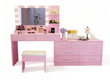 9-Drawer 2-Shelf 3-Desktop Storage Dressing Table Set Dressing table with 3-Color Light Bulbs 73540138
