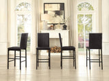 Metal Frame Counter Height Chairs Set of 4 Brown Faux Leather Seat Black Metal Finish Dining Chairs B01146335