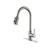 Single Handle High Arc Pull Out Kitchen Faucet,Single Level Stainless Steel Kitchen Sink Faucets TH9013NS-8