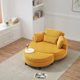 51-inch beige corduroy sofa with two throw pillows and a waist pillow with an extra tray for W1658P167939