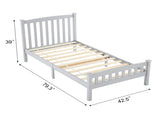 Twin Single-Layer Wooden Bed Vertical Decorative Strips Curved Headboard and Footboard Bed Frame 19973764