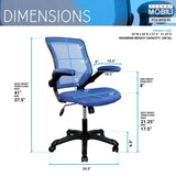 ZNTS Mesh Task Office Chair with Flip Up Arms, Blue 11465606