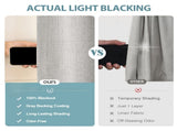 2pcs light grey 100% blackout curtains with snap-on top, suitable for hanging use. They have 49748056