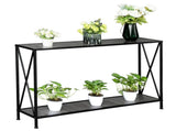 Grey MDF Countertop Black Wrought Iron Base 2 Layers Forked Console Table 22864661
