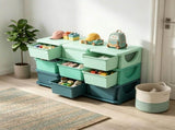 Green 3 Tier Kids Organizer 9 Drawers Storage Unit, for Bedroom, Nursery, Kindergarten, Boys & 10051744
