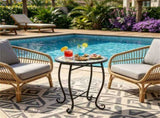 14" Metal Side Table, Indoor Outdoor Decorative End Table X-Base Heavy Duty Plant Stand for Patio 24055229