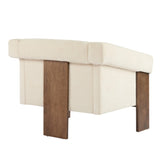 34" Mid-Century Modern Accent Chair with White Fabric, Deep Cushions, and Wide Armrests Ideal for N767P210787E