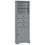 ZNTS Gray Tall Storage Cabinet with 3 Drawers and Adjustable Shelves for Bathroom, Study, Office and 62014329