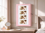 Wall-mounted Jewelry Mirror Cabinet, Pink Spray-Painted MDF with Partial 98481196