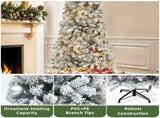 7.5ft Pre-lit Snow Flocked Pencil Christmas Tree with 1000 Branch Tips & 350 Lights, Remote Control, 73760358
