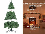 6FT Christmas Tree Artificial Plant 500 PVC Tips Hinged Metal Stand Full Indoor Party Holiday Decor 73506338