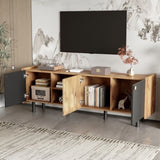 Mid Century TV Stand 3 Cabinets, Media Console Table for TVs up to 70'', Entertainment Center N710P180186P