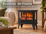 Mini Electric Fireplace Stove with 3D Flame, Timer and Remote, Black Double Door, 13.98 x x 69362552