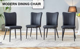Modern Black PU Chair Set - Four Pieces, The backrest has a vertical and smooth line design.Suitable W1151P268762