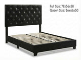 Modern PU Leather Upholstered Platform Bed Frame with Tall Padded Headboard, Tufted Panel Headboard, B2771P498507