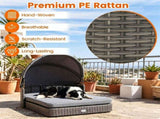 Gray Hand-Woven PE Rattan Dog Bed with Adjustable Canopy, Elevated Outdoor Pet Daybed with Washable 33187584