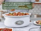 Slow Cooker 3.5 Quart, Dishwasher Safe Crock Ceramic Inner Pot and Glass Lid, White 86870147