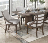 Modern Armchairs Set of 2 Brown Finish with Gold Tipping Upholstered Back Seat Wooden Dining B011P246317