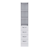 Linen Cabinet 68" H, Three Shelves, Four Drawers and Metal handles, White B097120600