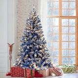 ZNTS 6FT Pre-Lit Hinged Artificial Fir ChristmasTree, Xmas Snow Flocked Artificial Holiday Christmas PX292921AAM