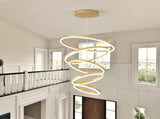 Modern 5 Rings Chandelier with Remote Control, Dimmable LED Chandelier with 3 Color Temperature, W5008P541398