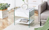Bedside table with drawers. The board surface is MDF with white grain sticker, and both sides are W1512P348777