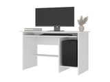 Koyuk Computer Desk with Sliding Keyboard Tray, Lower Storage Shelf and CPU Compartment, White B097P474288
