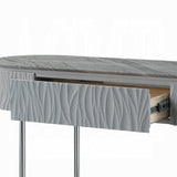 Grey High Gloss and Chrome Sofa Table with Bottom Shelf B062P209133