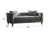 Sidonia Gray Velvet Loveseat W/2 Pillows B2726P401996