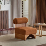 Modern Boucle Lounge Chair with Solid Wood Frame and Rolled Backrest, Soft and Durable Boucle N767P256409D