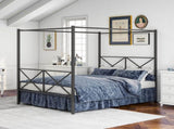Metal Canopy Bed Frame, Platform Bed Frame Queen with X Shaped Frame Queen Black 91103073