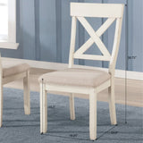 Prato Wood Cross Back Upholstered Dining Chairs, Set Of 2, Antique White T2574P164556
