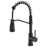 Kitchen Faucet with Pull Out Sprayer Black Stainless Steel Single Handle Kitchen Sink Faucets W1932130232