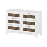 Rustic Farmhouse Style Wooden Dresser with 6 Drawers, Storage Cabinet for Bedroom with Metal WF530908AAK